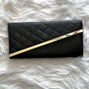 3/$20! ASOS faux leather clutch black & gold
